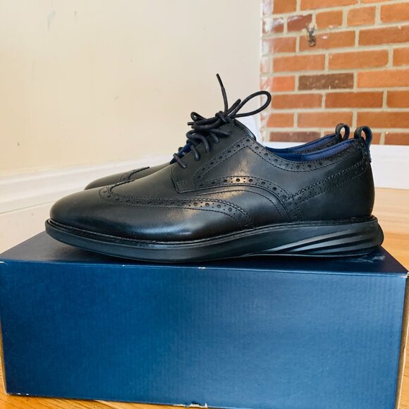 COPY - Cole Haan Men's Grand Evolution Wingtip SHRTW- Black Size 11.5 - Picture 1 of 16